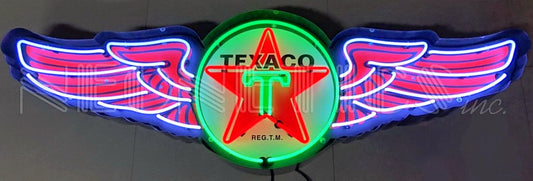 5' Texaco Wings in Steel Can Neon Sign