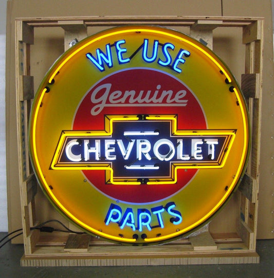 Genuine Chevrolet Parts in Steel Can Neon Sign