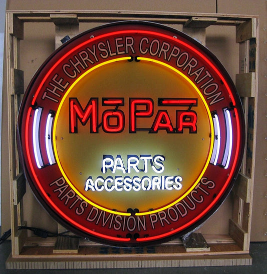 Mopar Parts in Steel Can Neon Sign