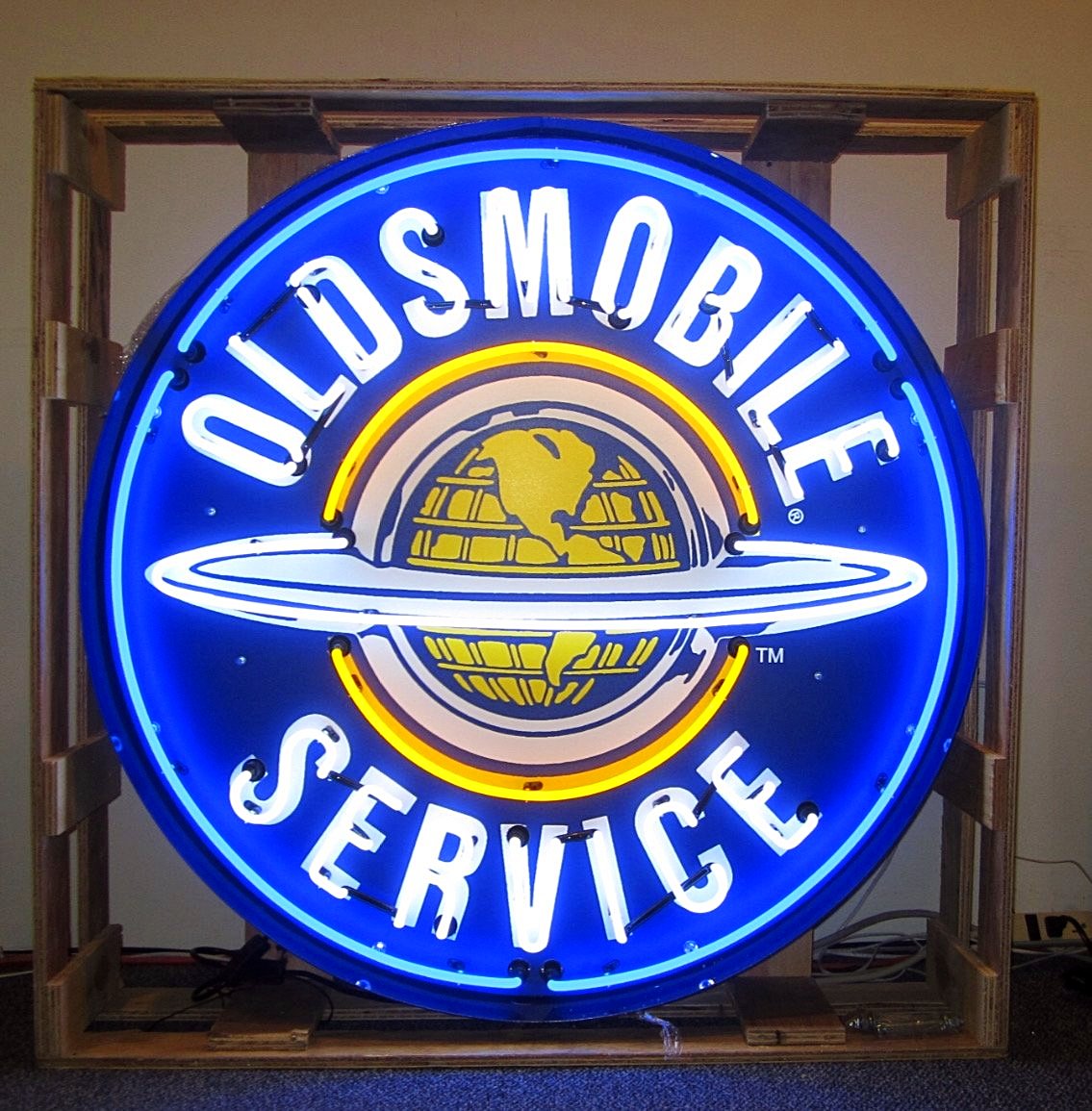 Oldsmobile Service in Steel Can Neon Sign