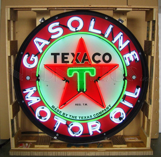 36" Texaco Motor Oil in Steel Can Neon Sign