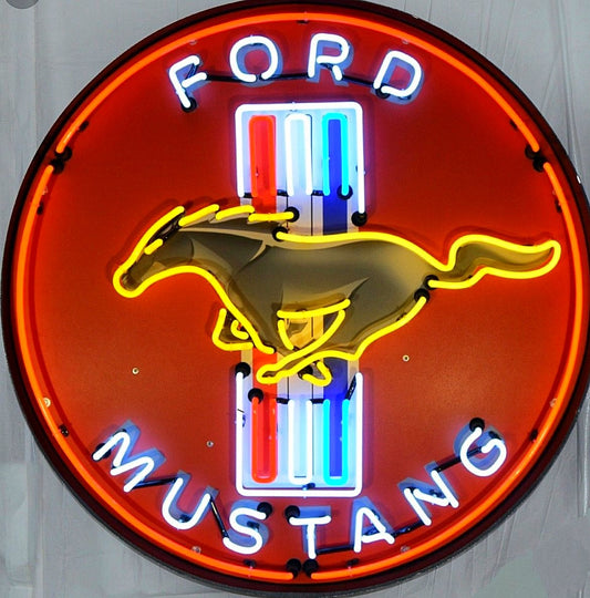Ford Mustang in Steel Can Neon Sign
