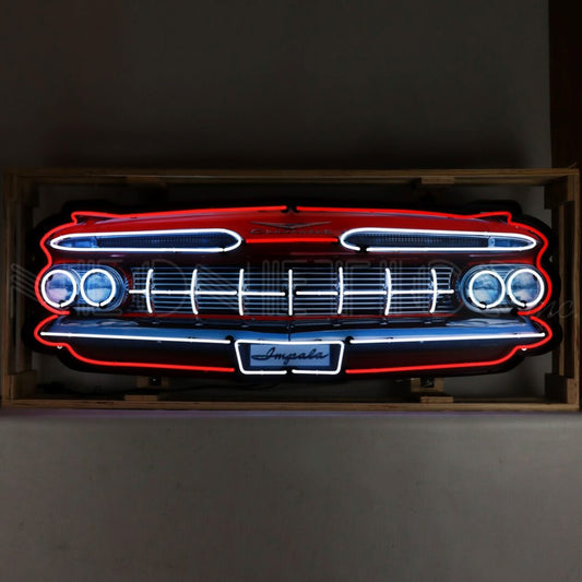 Chevy Impala Grill Neon Sign in a Steel Can