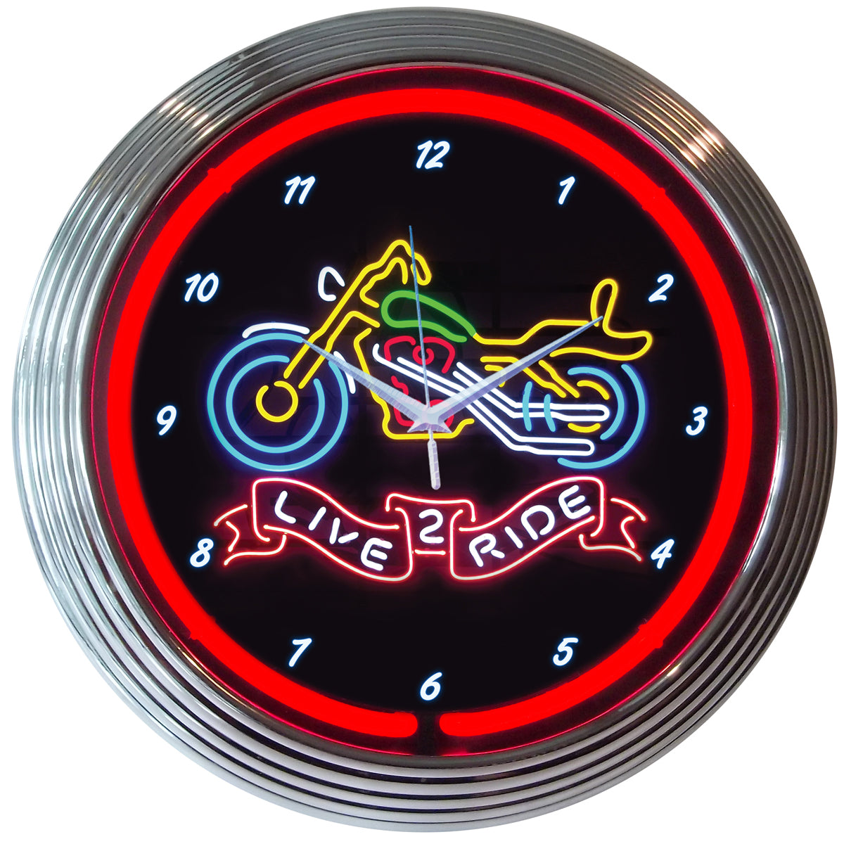 Live "2" Ride Motorcycle Neon Clock