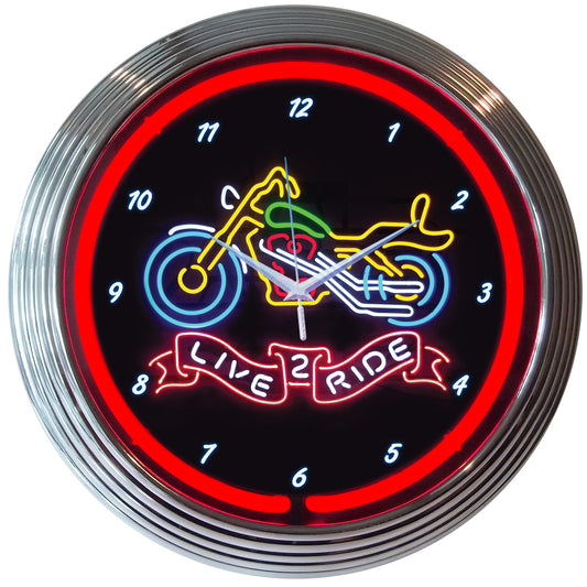 Live "2" Ride Motorcycle Neon Clock