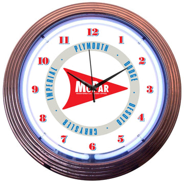 Mopar White Arrow Neon Clock