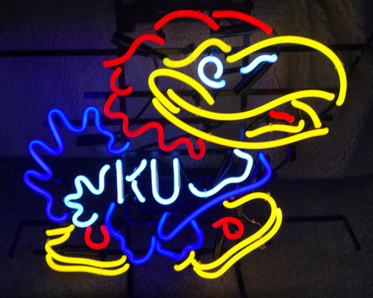 Small KU Jayhawk Neon Sign