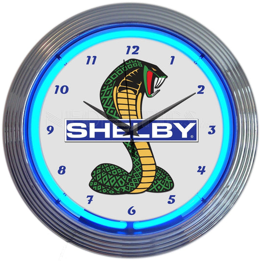 Last Chance Garage Neon Clock – 15x15 Inch Green Chrome, Battery Powered