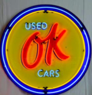 OK Used Cars in Steel Can Neon Sign