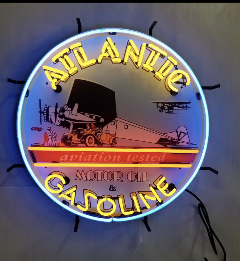 Atlantic Aviation Motor Oil & Gasoline Neon Sign