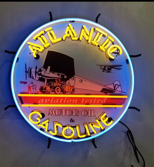 Atlantic Aviation Motor Oil & Gasoline Neon Sign