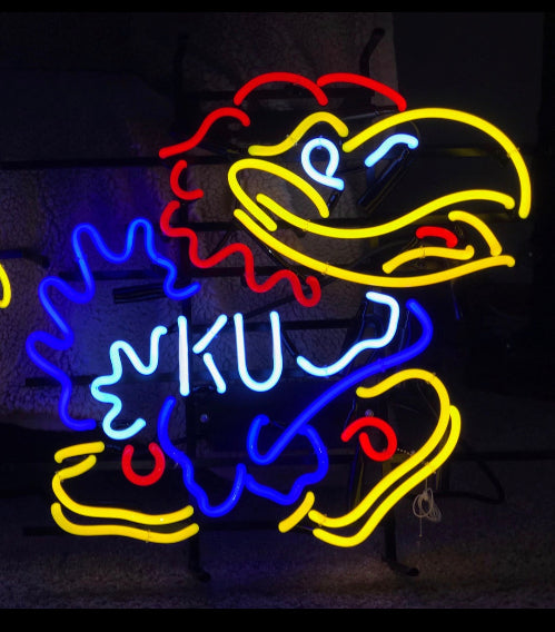 Large KU Jayhawk Neon Sign